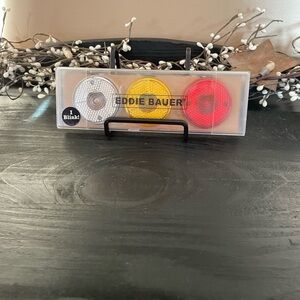 Eddie Bauer Safety Light Trio in Clear Storage Case. Needs new LR1154 Batteries.
